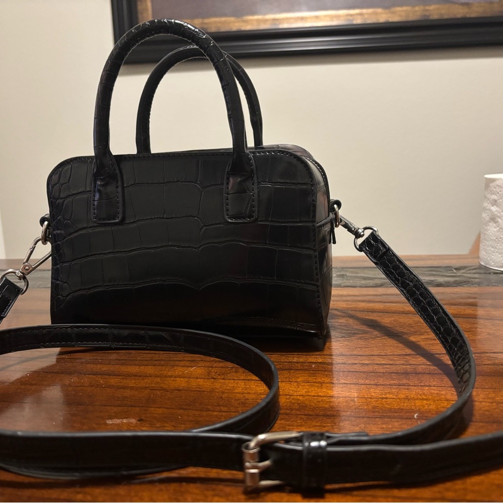 Urban Outfitters Black Croc Embossed Satchel